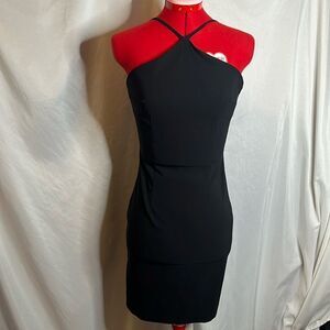 SM271 Guess high neck black cocktail dress